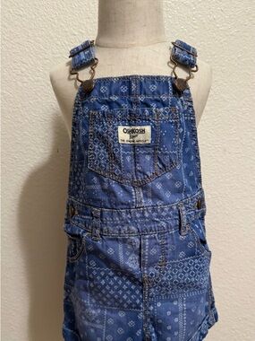 OshKosh B'gosh Blue Bandana-Pattern Denim Shortalls